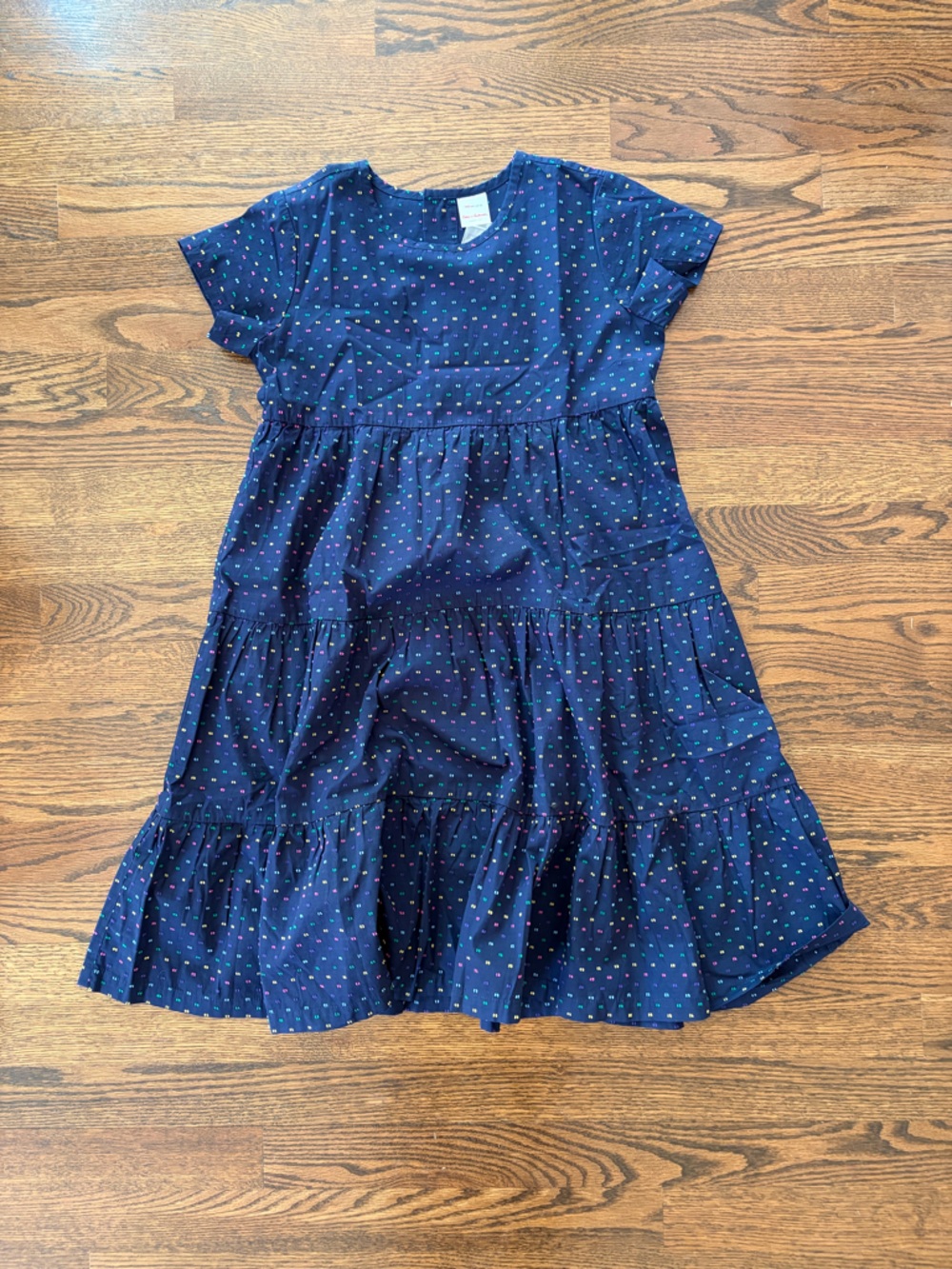 Hanna Andersson Navy Tiered Dress with Bright Dot Print